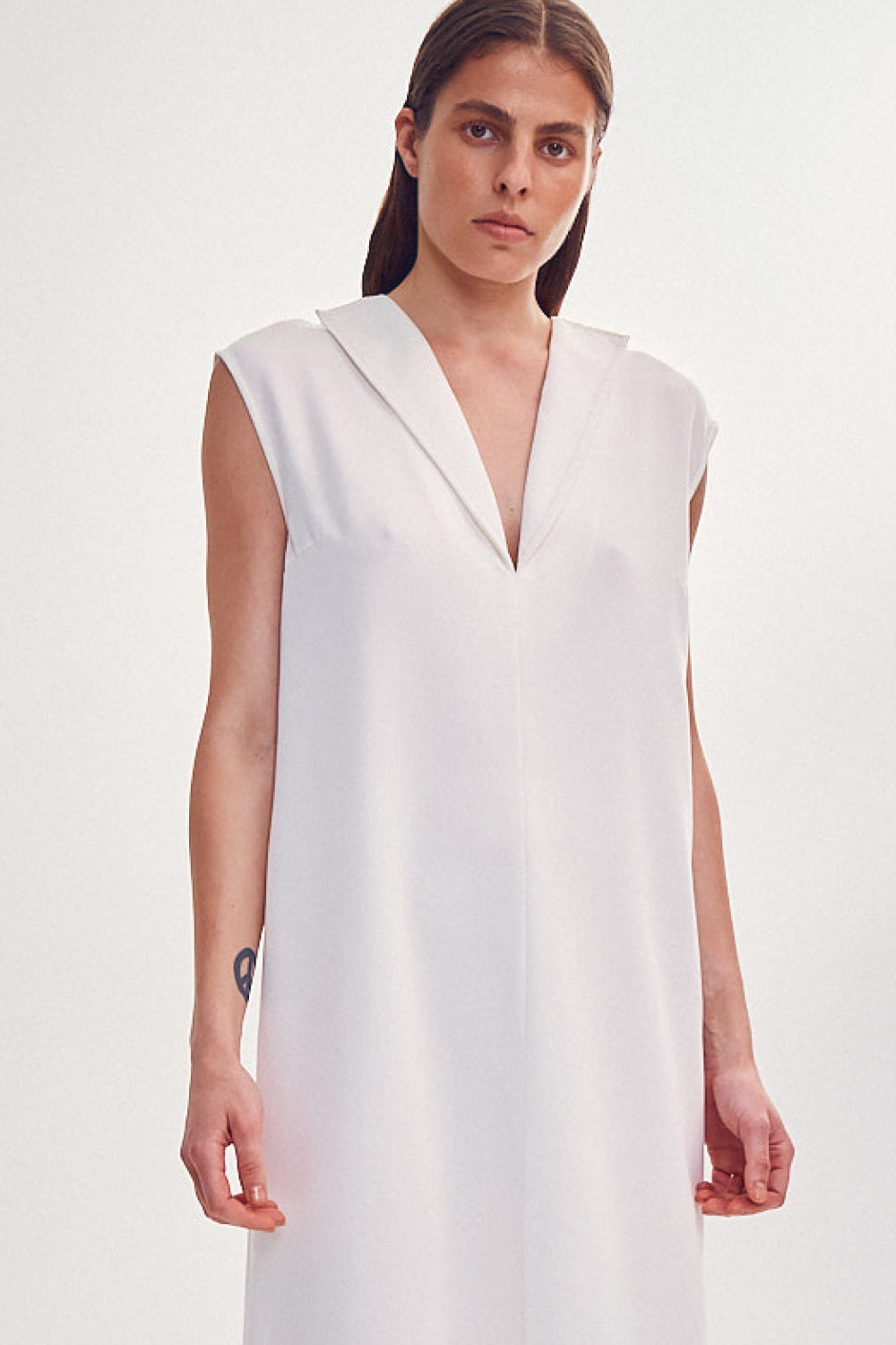 Dress with embroidered collar