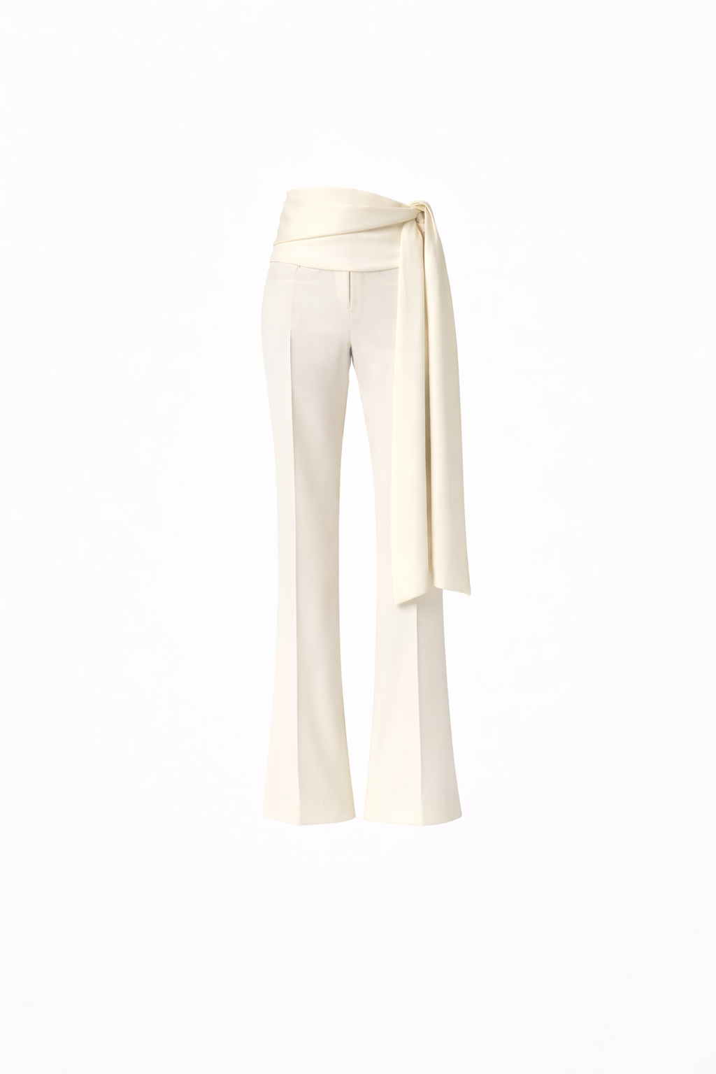 Ivory Satin Pants with Belt