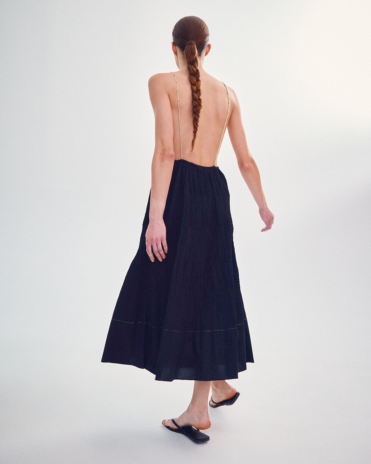 Handmade dress with gold knots