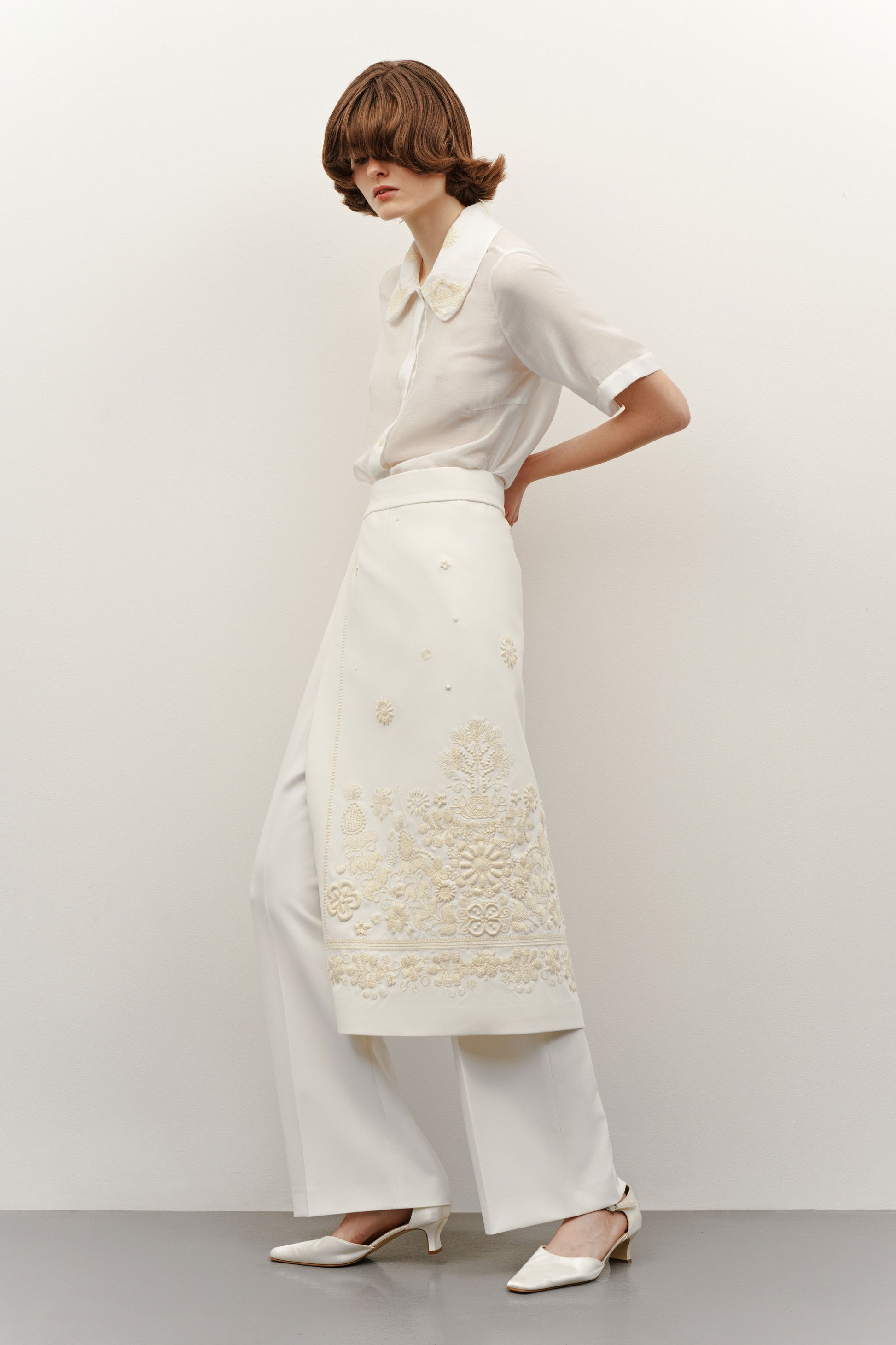MILK SILK SHIRT “ORNAMENT”