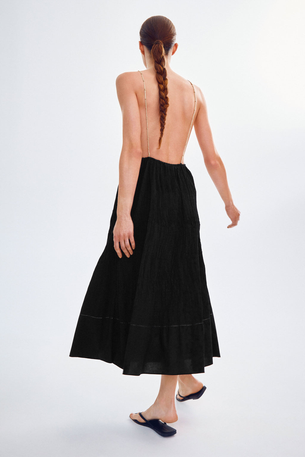 Handmade dress with gold knots