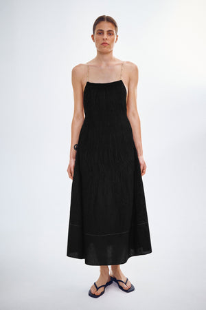 Handmade dress with gold knots