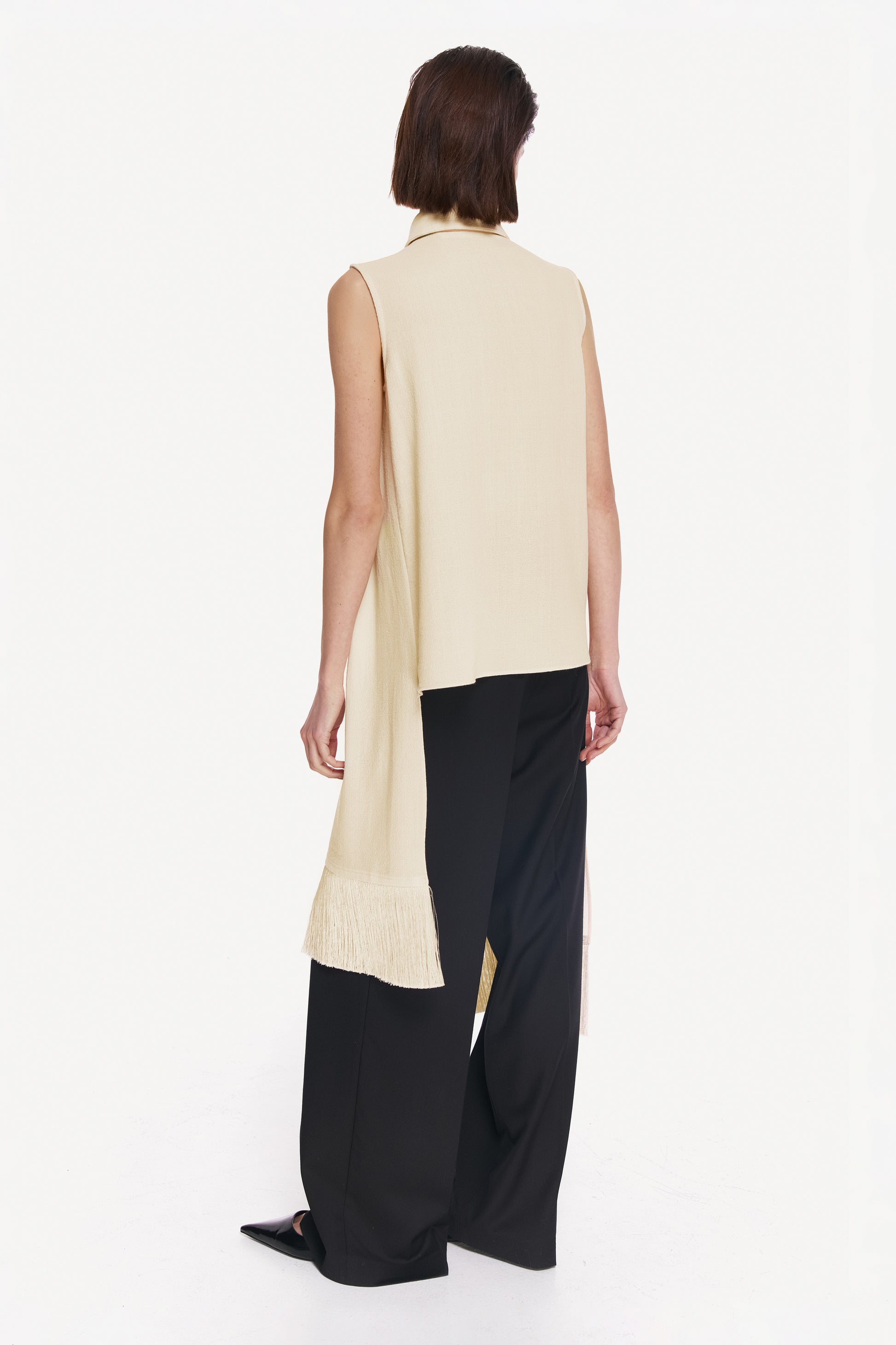 SHIRT SCARF WITH SILK FRINGE