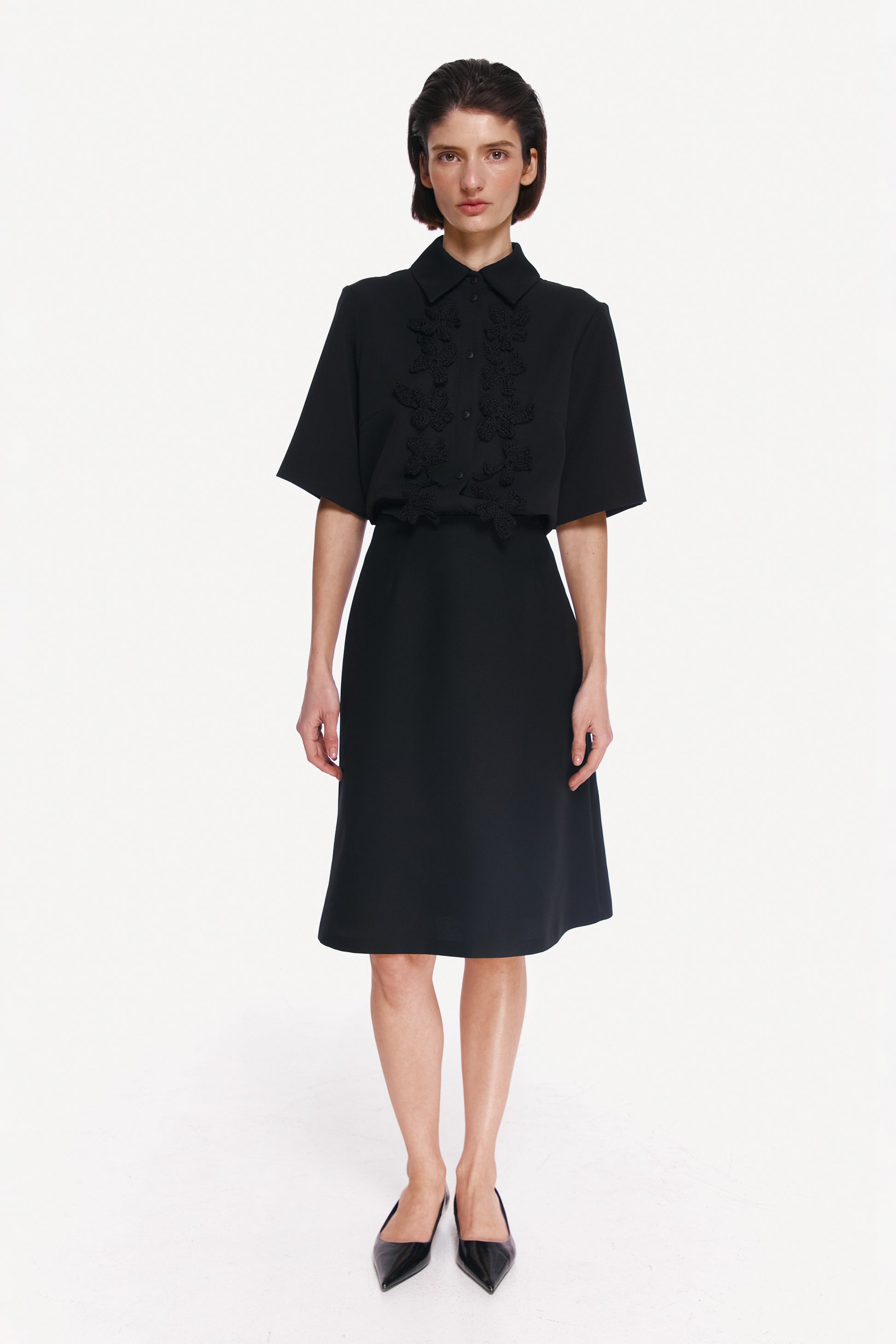 WOOL SILK A-LINE SKIRT