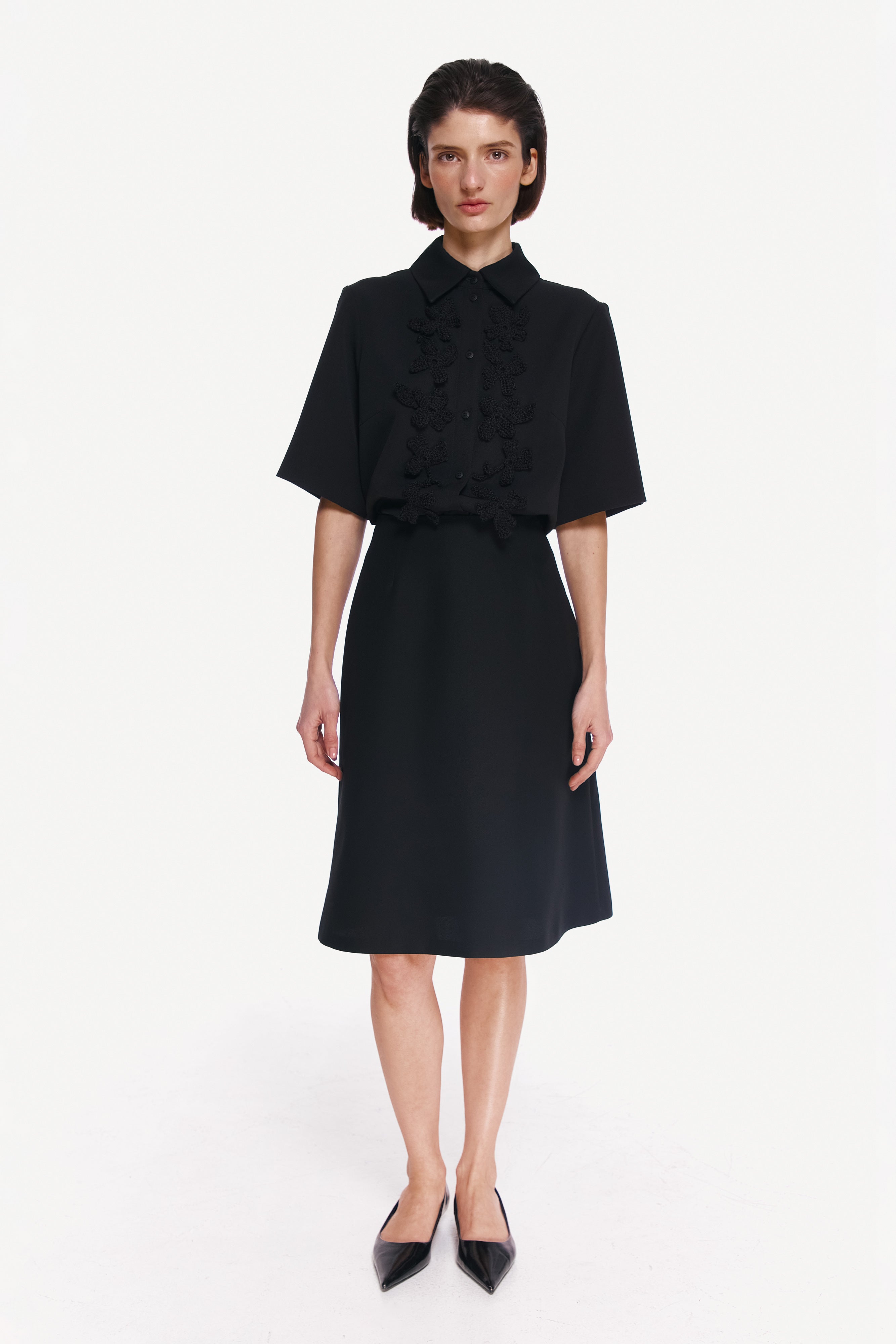 WOOL SILK A-LINE SKIRT