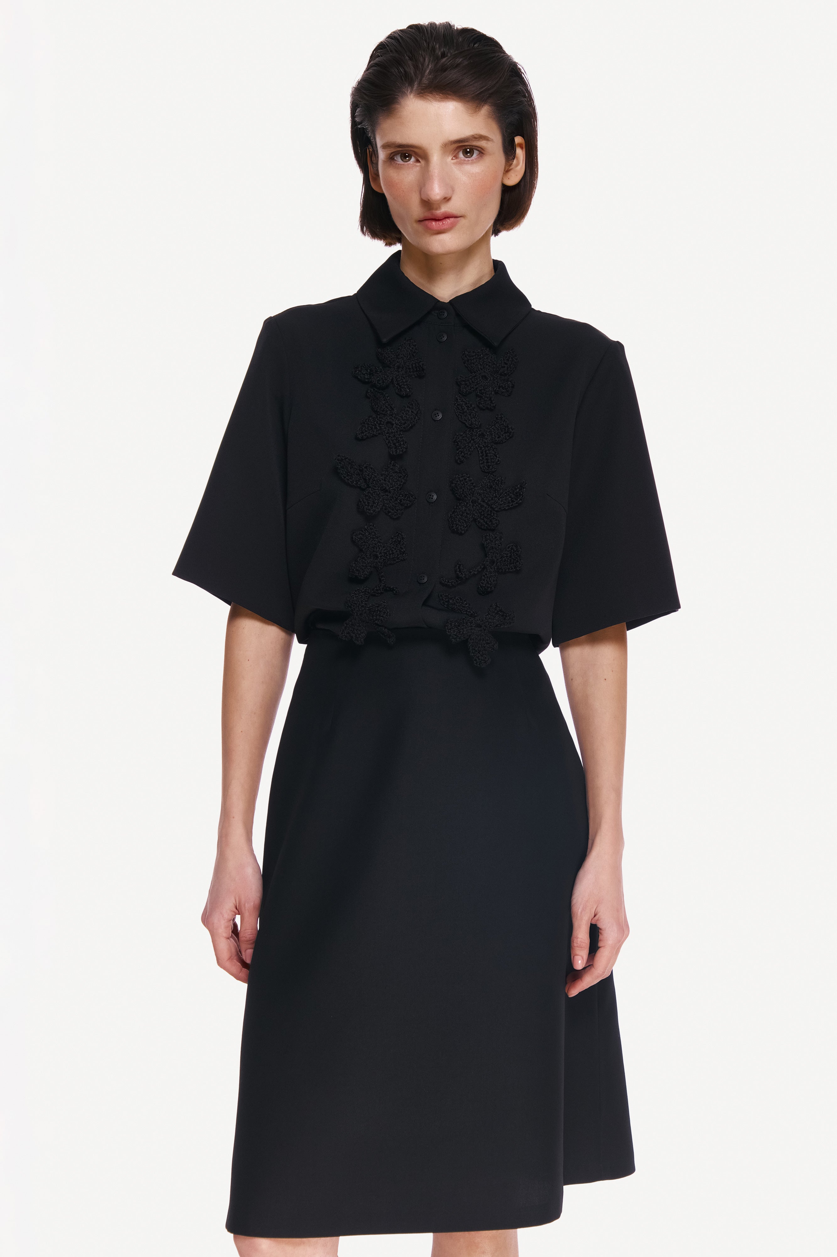 WOOL SILK A-LINE SKIRT