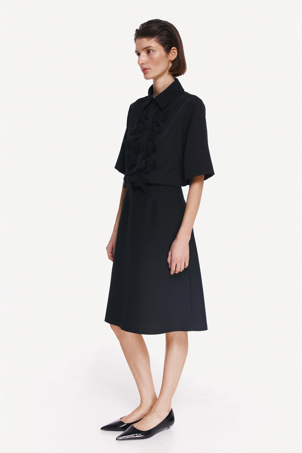 WOOL SILK A-LINE SKIRT