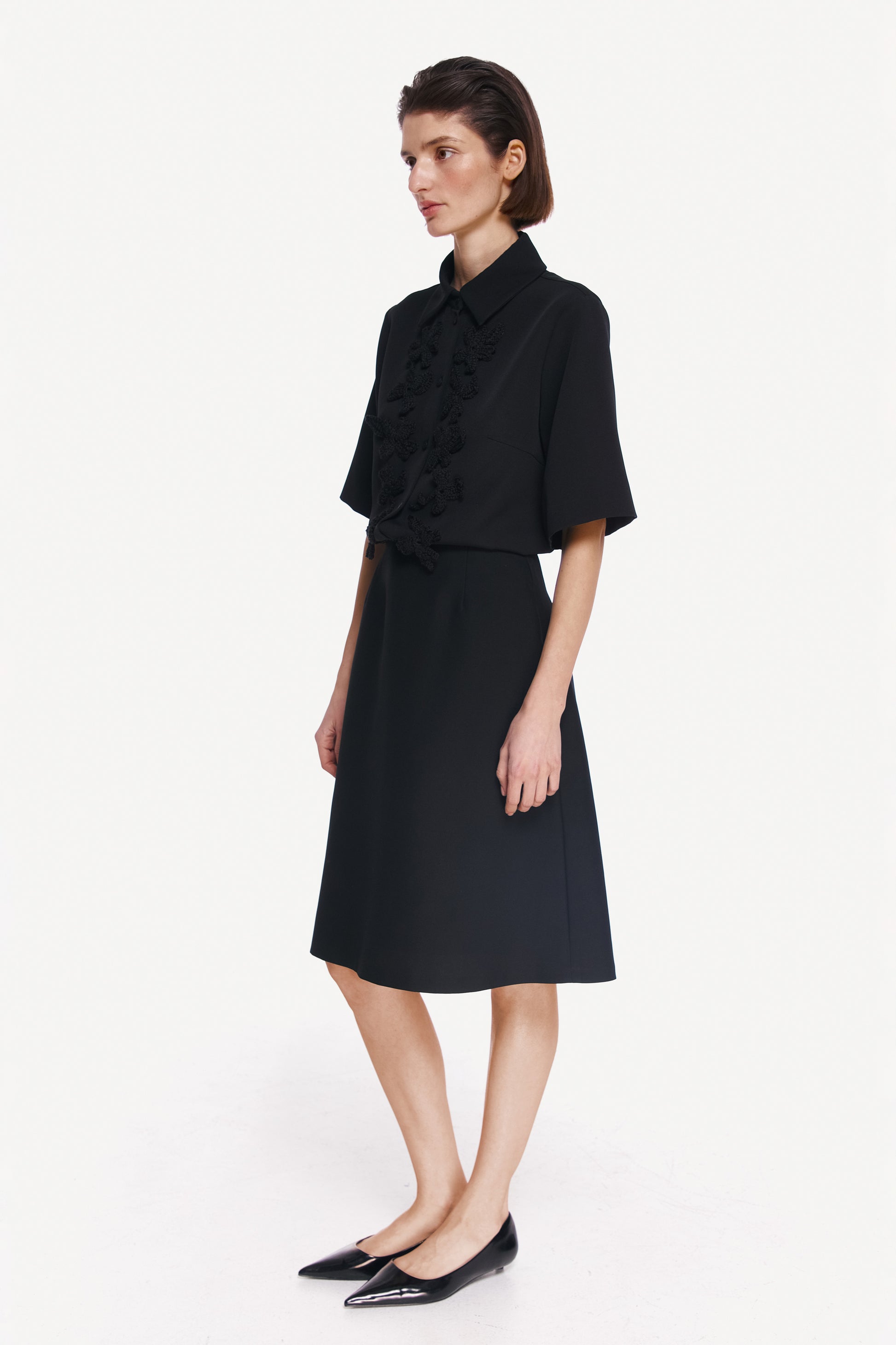 WOOL SILK A-LINE SKIRT