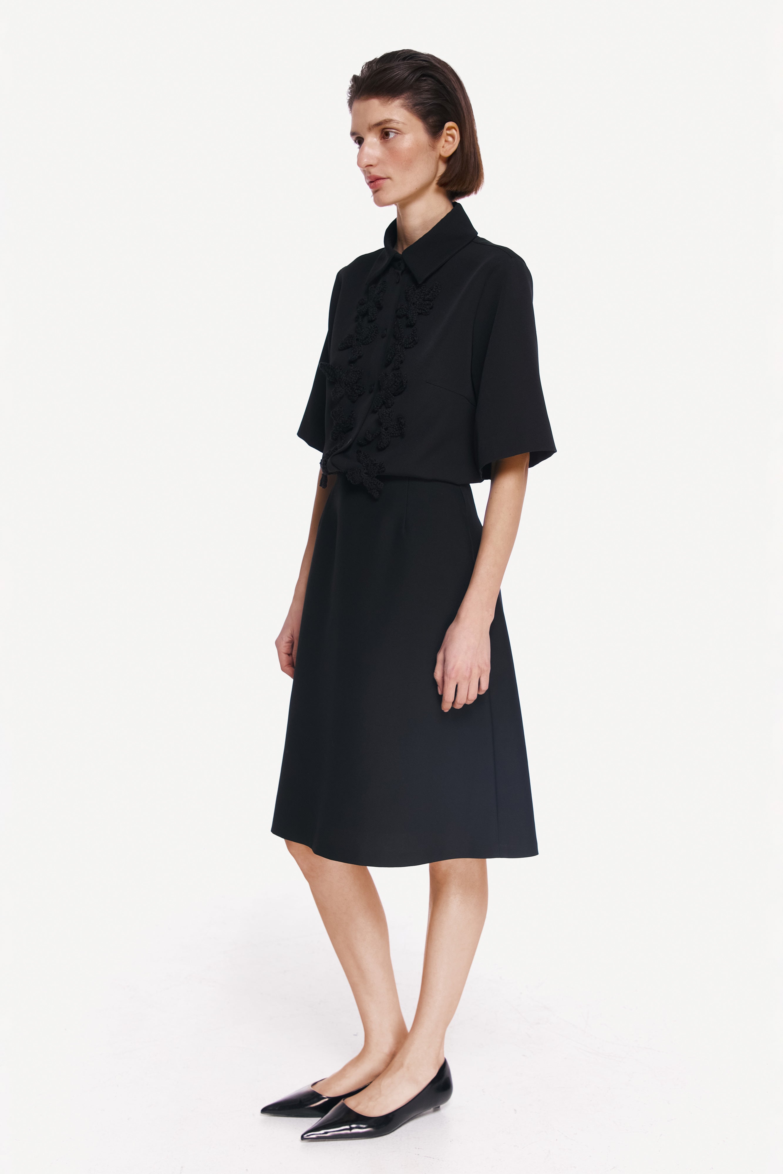 WOOL SILK A-LINE SKIRT