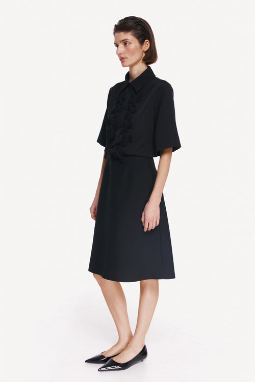 WOOL SILK A-LINE SKIRT
