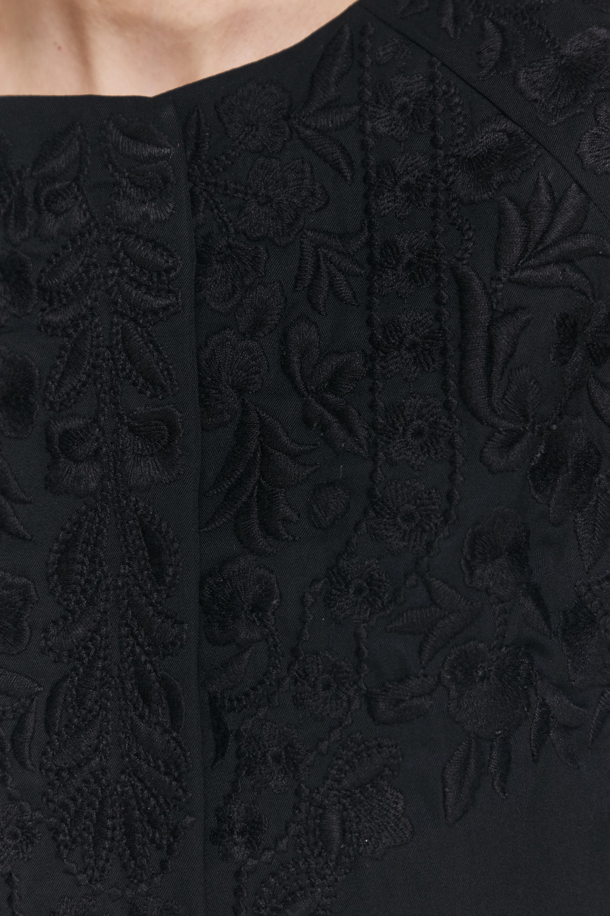 EMBROIDERED WOOL-SILK PONCHO