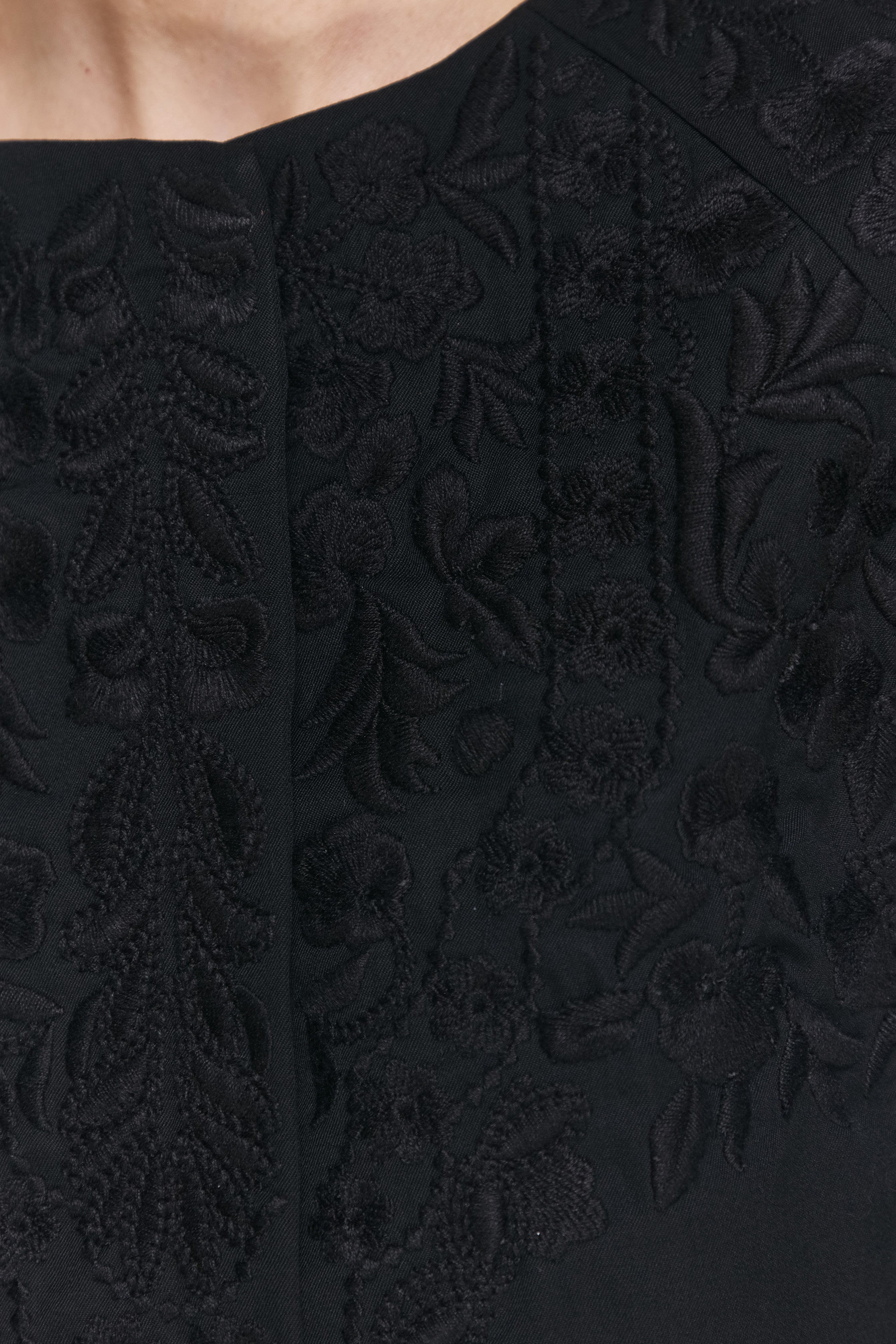 EMBROIDERED WOOL-SILK PONCHO
