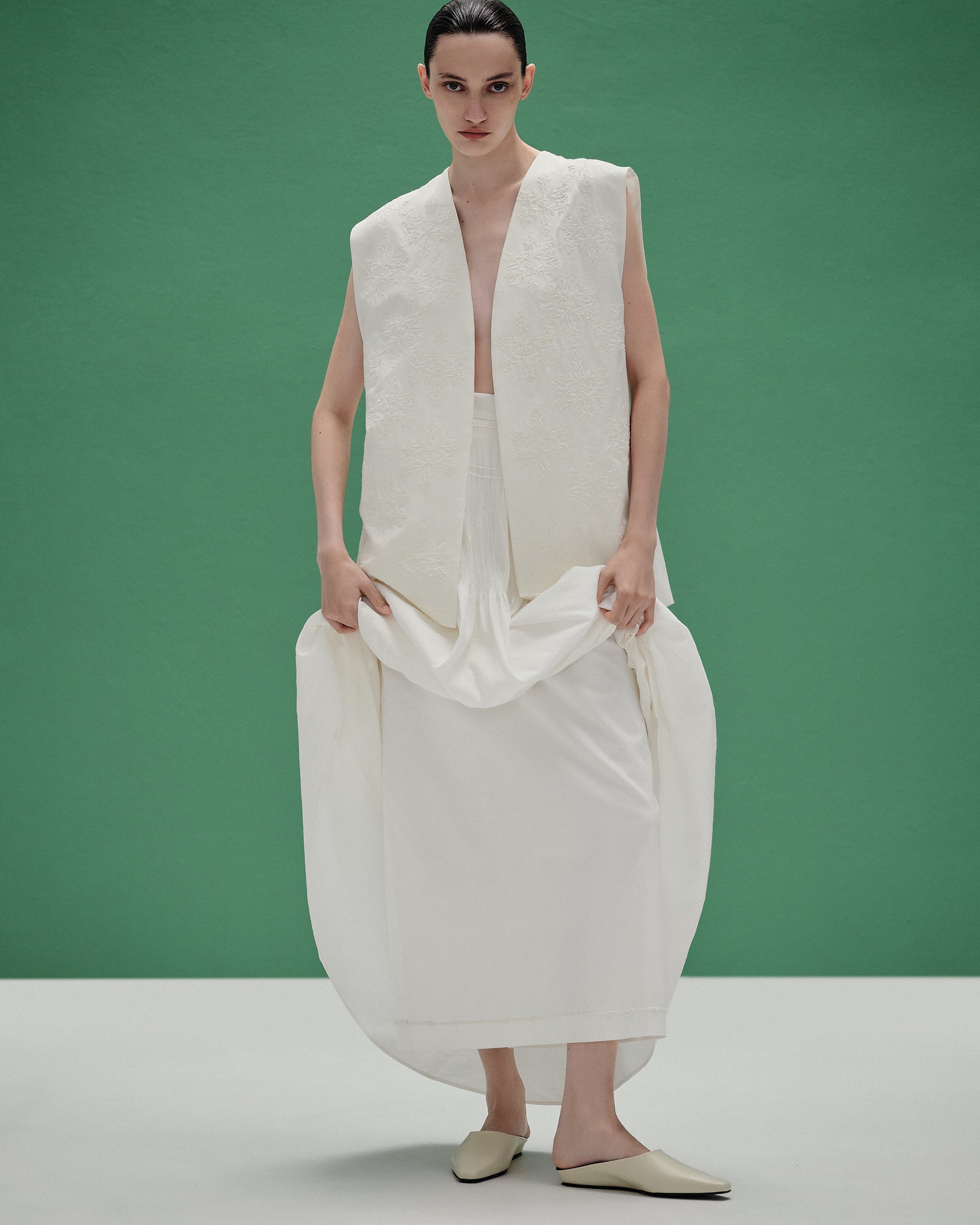 Milk embroidered vest