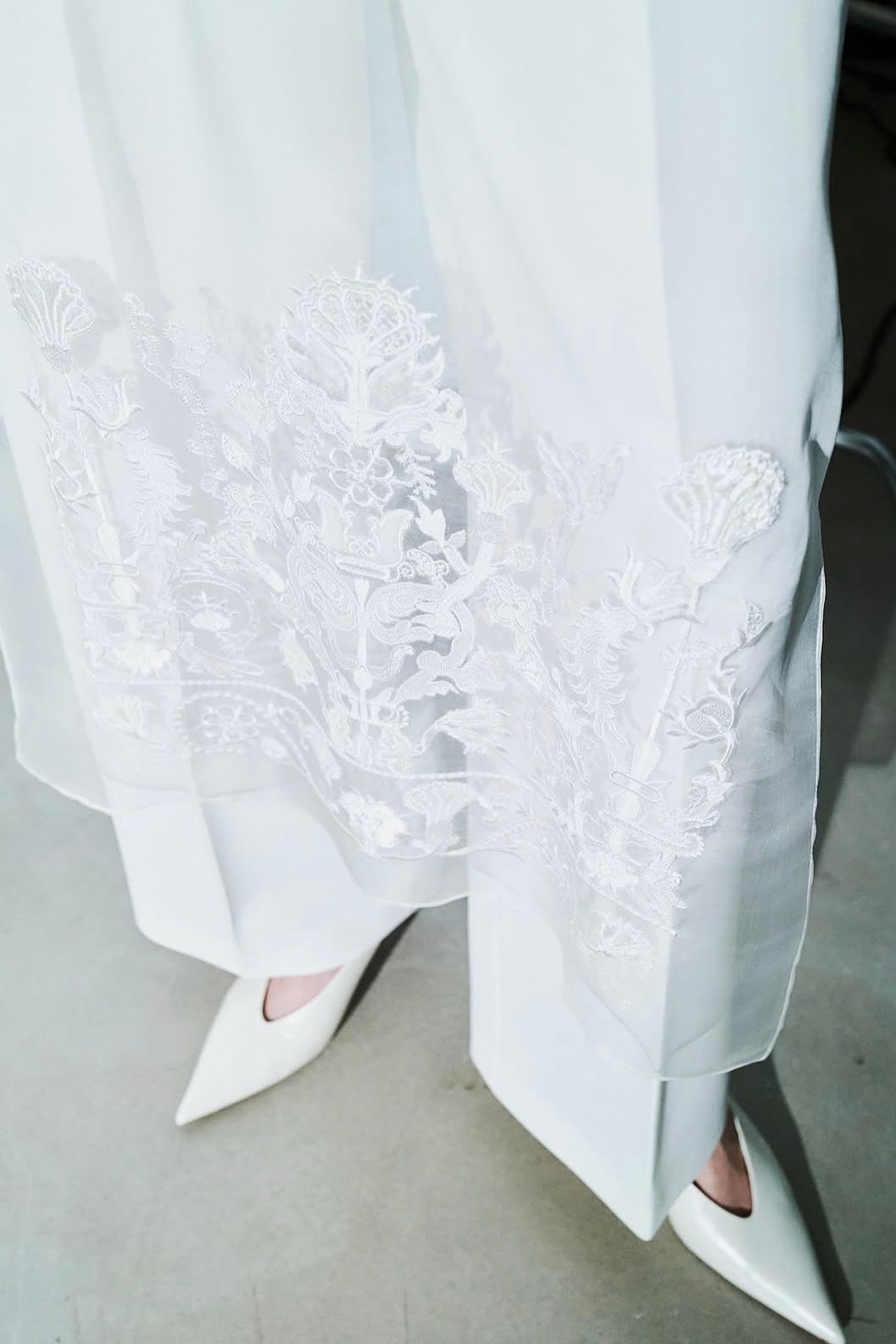Milk embroidered shawl