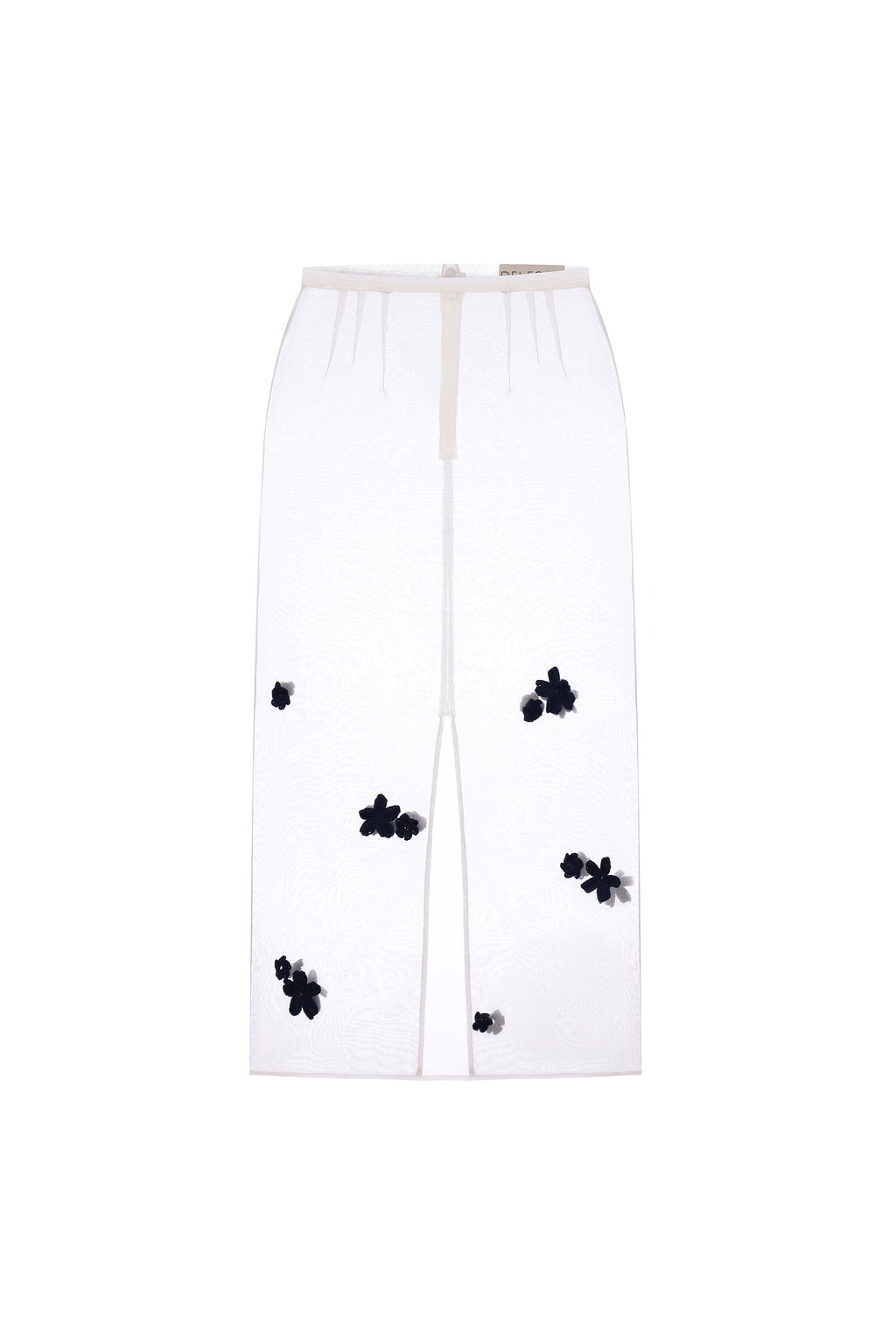 SILK SKIRT WITH KNITTED FLOWERS
