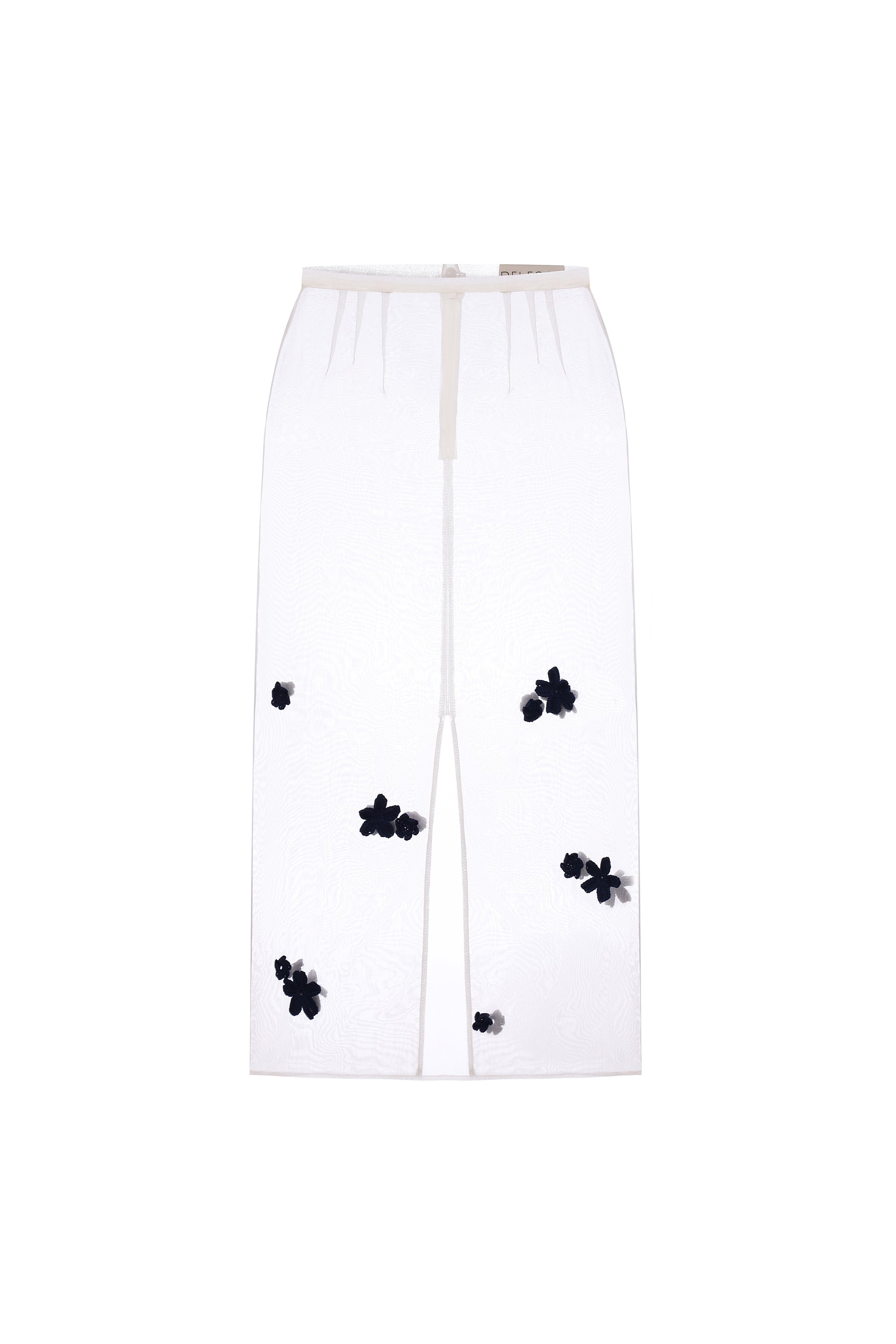 SILK SKIRT WITH KNITTED FLOWERS