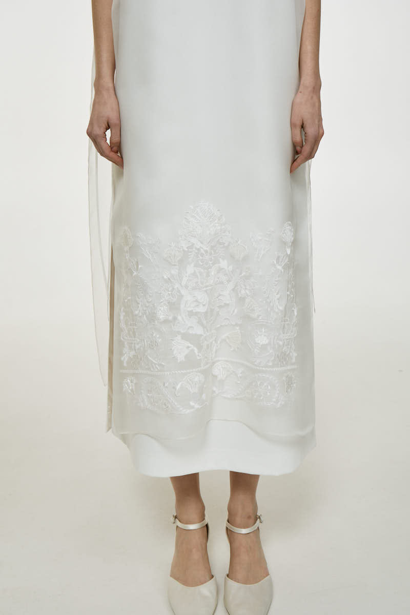 Milk embroidered shawl