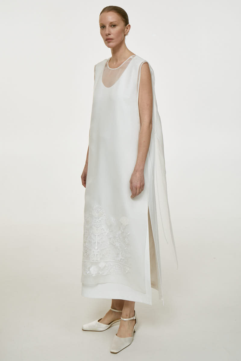 Milk embroidered shawl