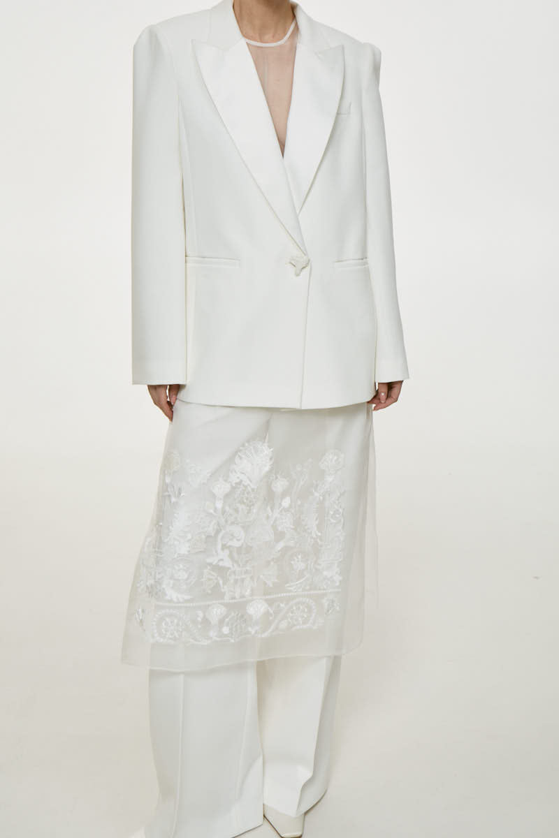 Milk embroidered shawl